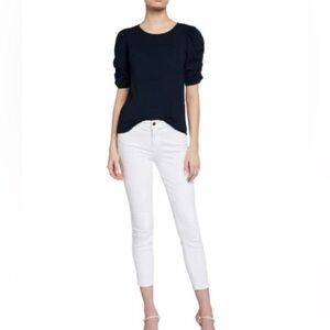 Frame Le Skinny De Jeanne Cropped Jean in White Size 26 Ankle Denim Cotton